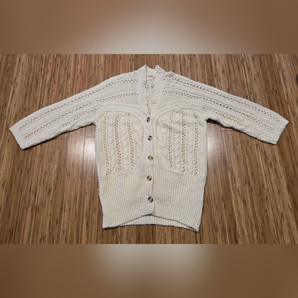 Free People Cream Knit Cardigan